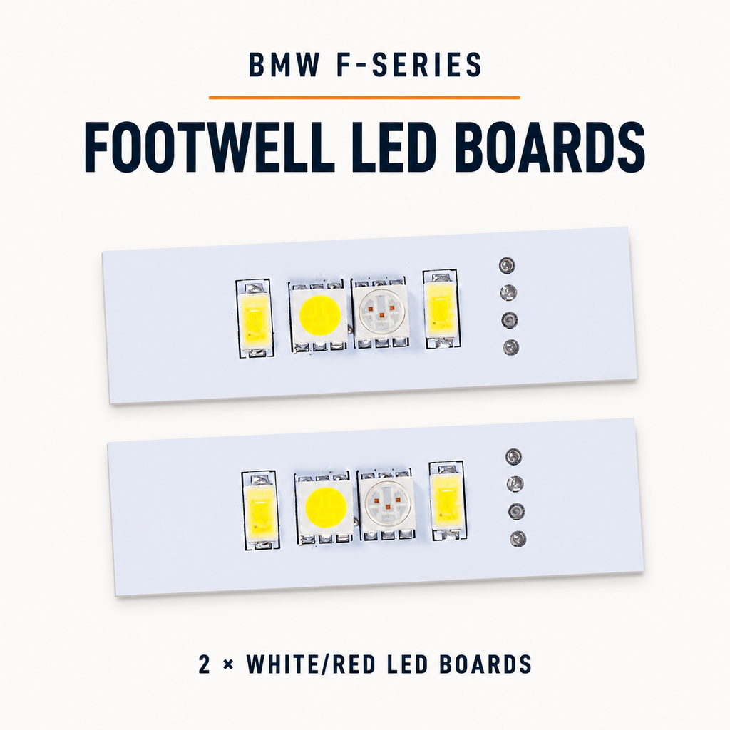 BMW F-Series white red footwell LED boards pair
