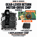 BMW G-Series return-motor chip: you receive one new eight-pin C4035LS chip, shown as a package illustration beside the console and circled damaged-chip example.