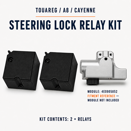 4E0905852 relay kit and silver steering-lock module reference; module not included