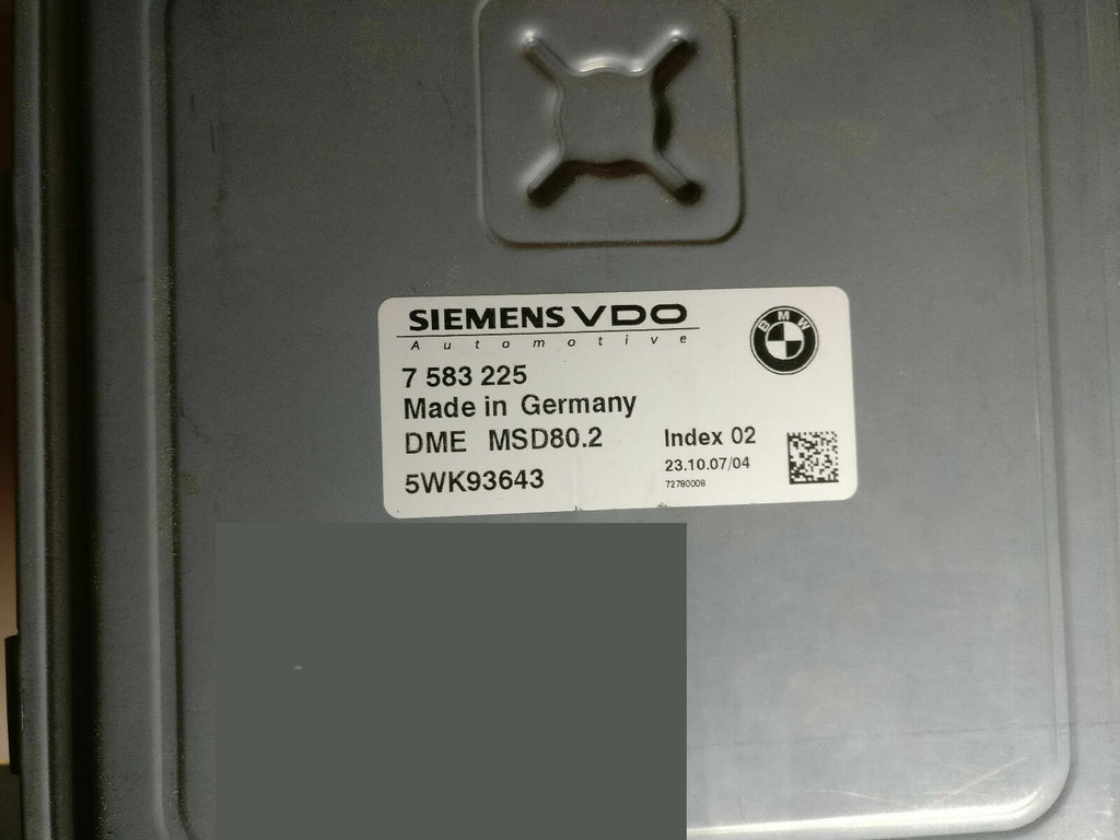 BMW MSD80 DME identification label for compatibility